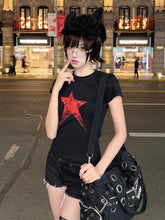 BXOXO Vintage T Shirts Women Short Sleeve Star Printed Slim Sexy Y2k Aesthetic Grunge Summer Fashion Harajuku Tee Shirt Female